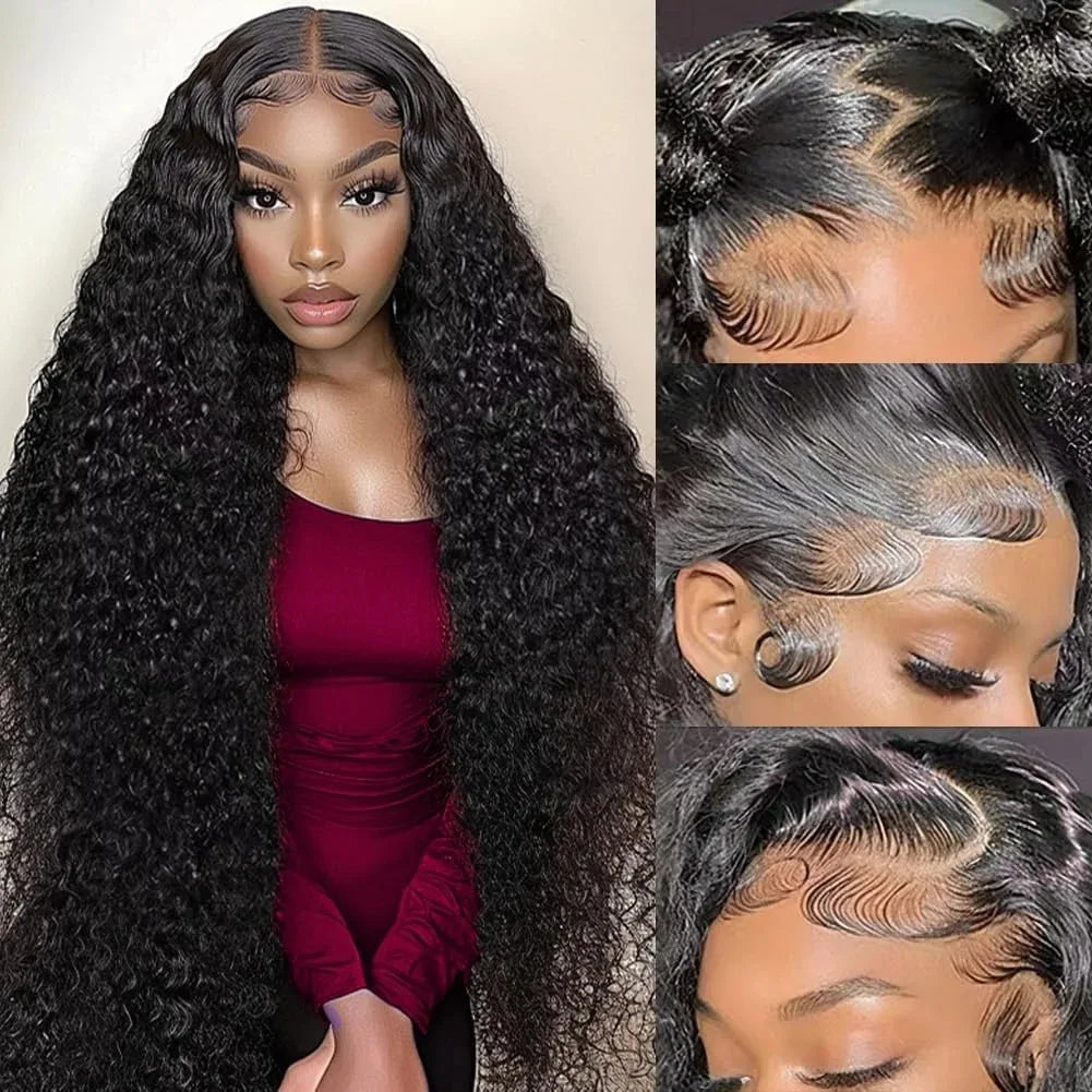 250 Density 13x6 Hd Lace Frontal Wigs Brazilian 32 34 40 Inch Deep Wave Curly Human Hair Wigs 100% For Black Women Preplucked