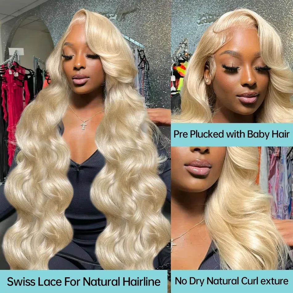 250% Density Peruvian 30 40 42 inch 613 Blonde 13x6 HD Lace Front Human Hair Wig For Women Body Wave Glueless Lace Frontal Wig