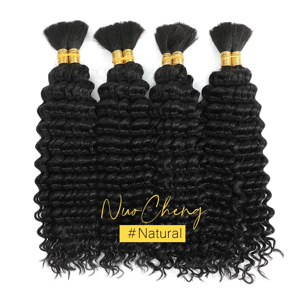 Colored Deep Wave Bulk 100G 2 Bundles Human Hair for Boho Braids Curly Braiding Hair 14-24 inch Remy Hair Brazilian