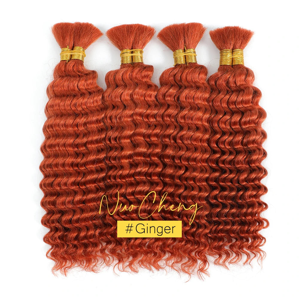 Colored Deep Wave Bulk 100G 2 Bundles Human Hair for Boho Braids Curly Braiding Hair 14-24 inch Remy Hair Brazilian