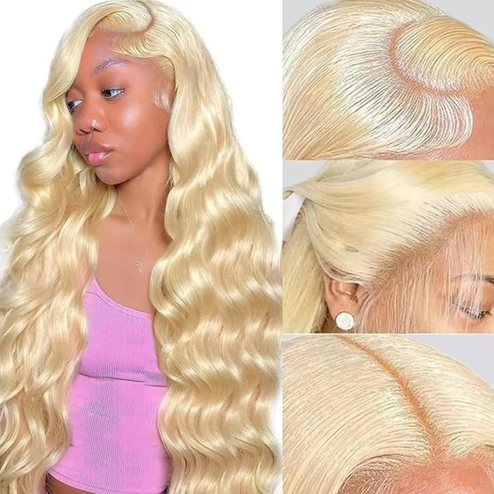 250% Density Peruvian 30 40 42 inch 613 Blonde 13x6 HD Lace Front Human Hair Wig For Women Body Wave Glueless Lace Frontal Wig