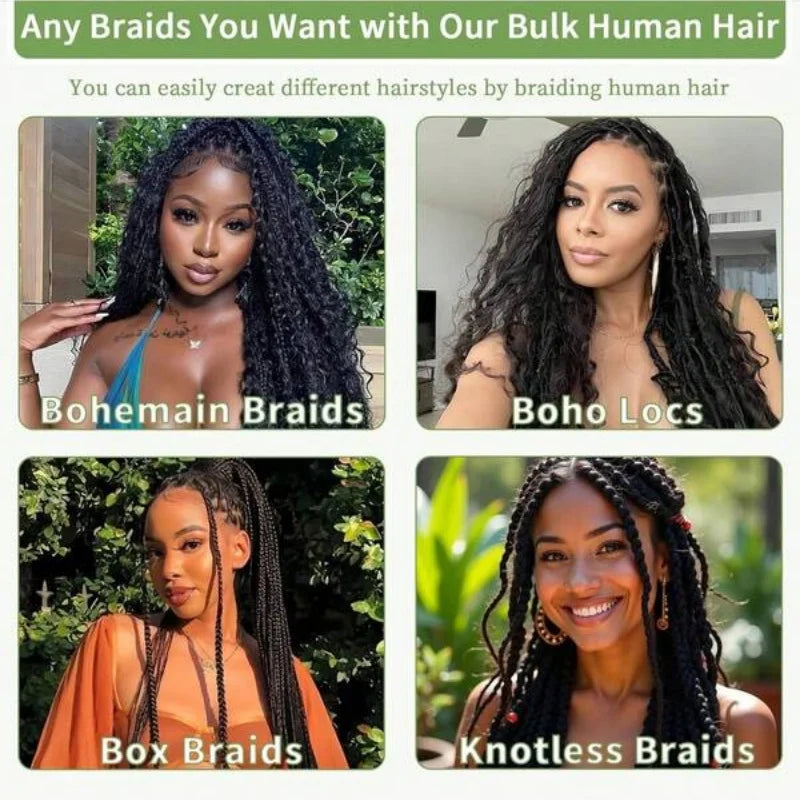 2 Bundles Human Hair Bulk For Braiding Colored Chocolate Brown Human Hair Extensions 110g Per Pack Curly Boho Hair For Braidings