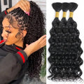 Human Braiding Hair Deep Water Wave Bulk 110g 2 Bundles Human Hair Bulk For Braiding Full And Thick No Weft Human Hair Extension