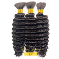 Colored Deep Wave Bulk 100G 2 Bundles Human Hair for Boho Braids Curly Braiding Hair 14-24 inch Remy Hair Brazilian