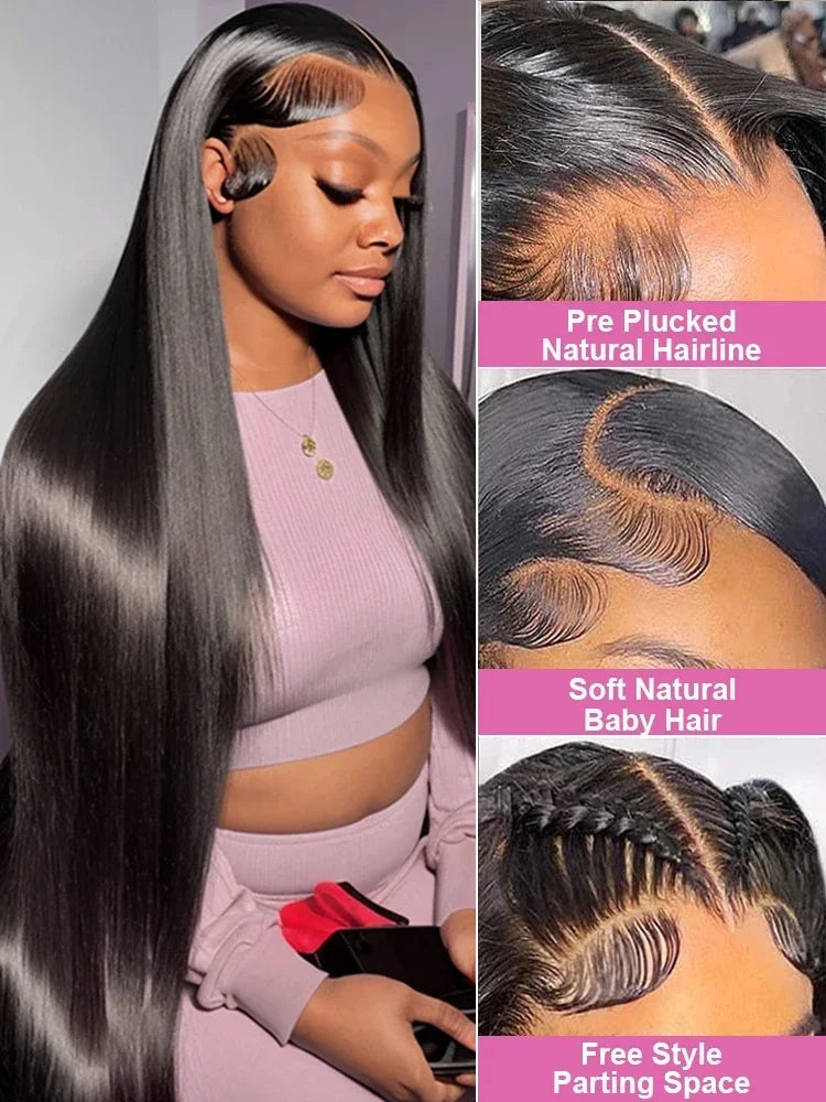 200 Density Frontal Wig For Black Women Brazilian Wigs Human Hair 5x5 Bone Straight HD Transparent Lace Front Wigs